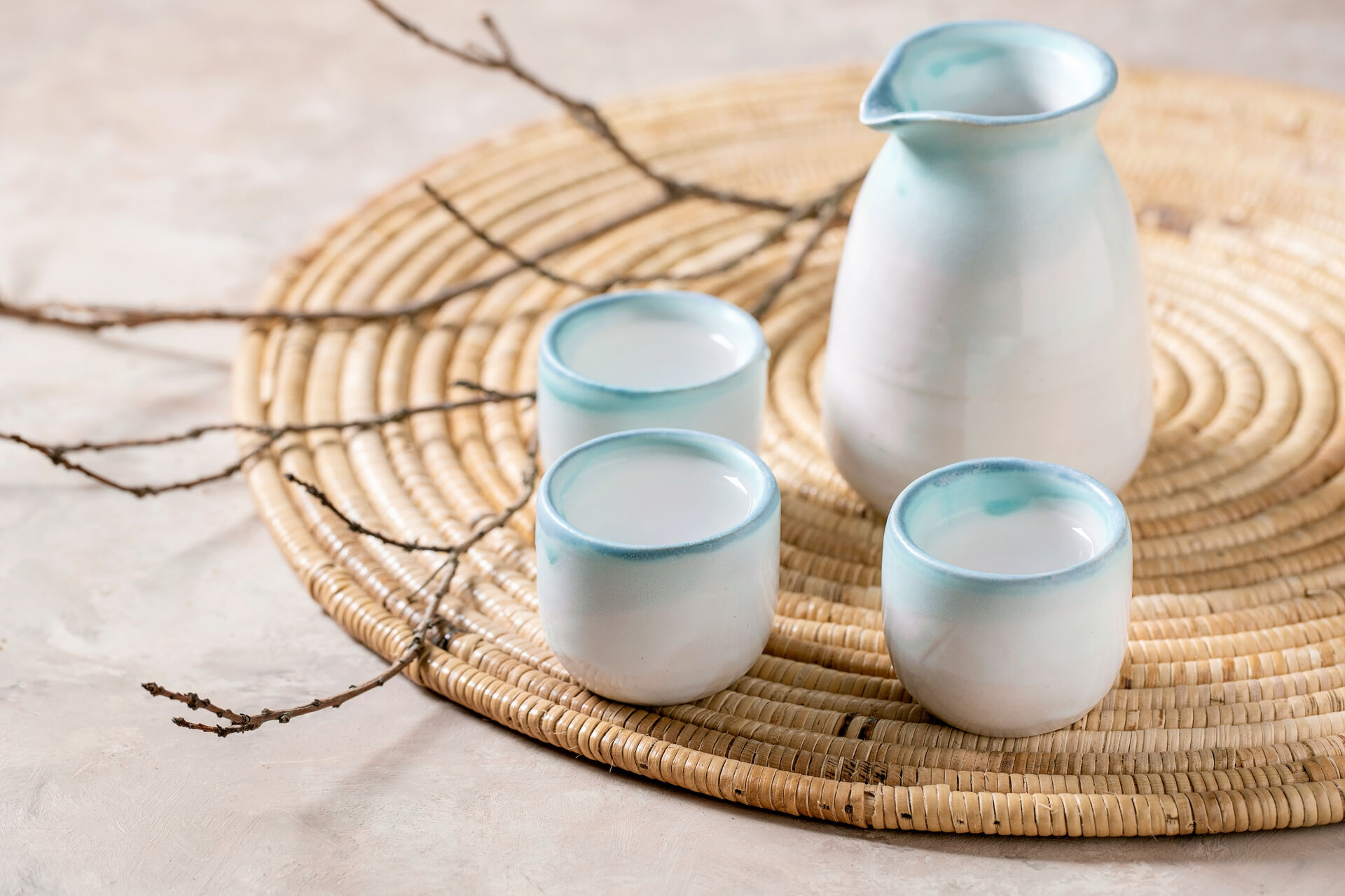 sake-ceramic-set-for-traditional-japanese-with-pitcher-and-three-cups